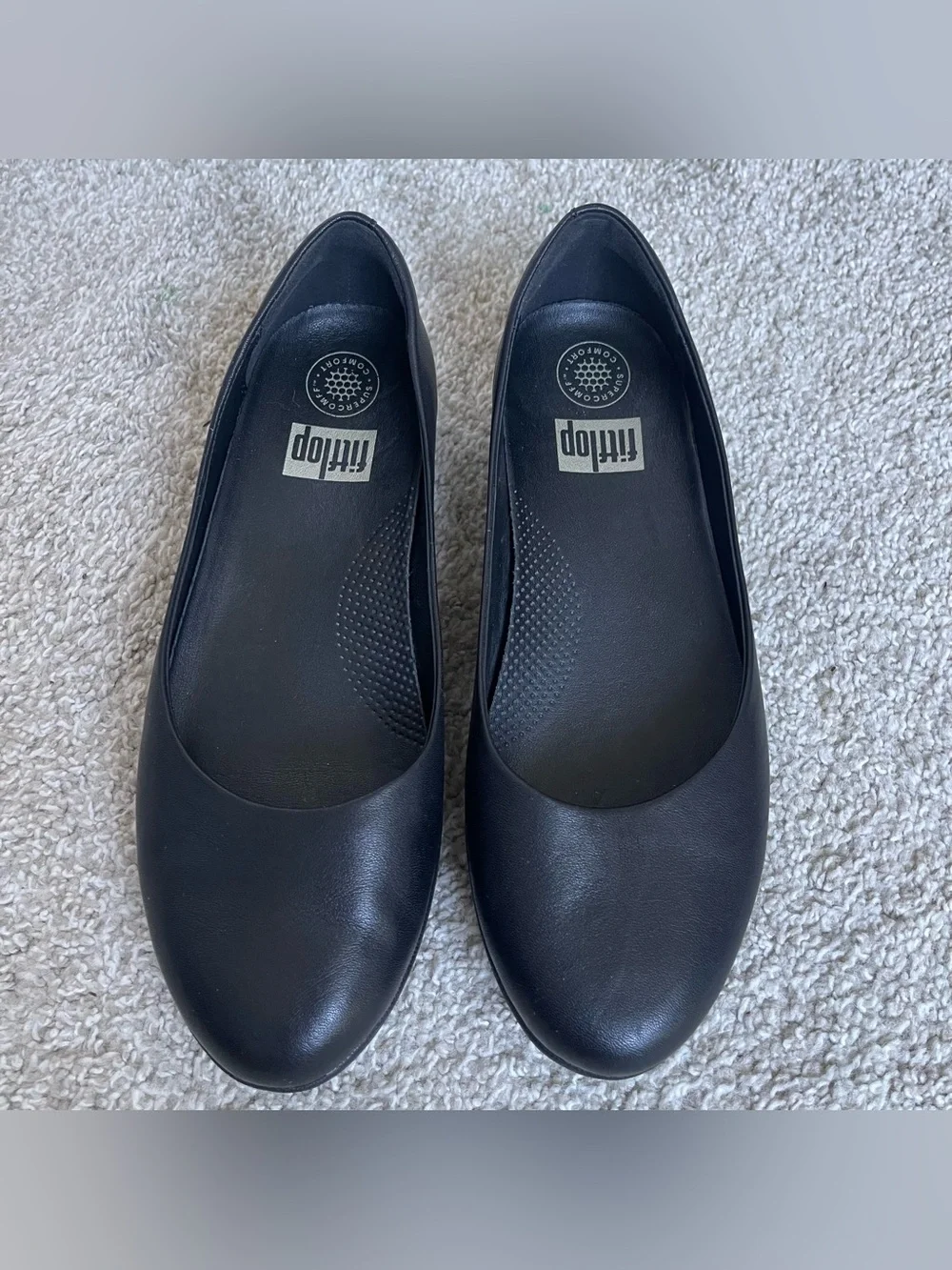 Fitflop Black Lightweight Ballerina Platform Flat Shoe Womens 8 US Light Slip On